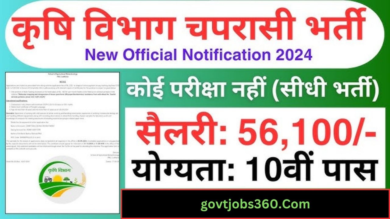 Agriculture Department Driver and Peon Vacancy 2025